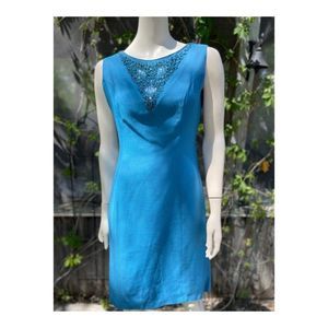 Vintage 50's Sheath Dress & Jacket Set Beaded Sequins Sleeveless M